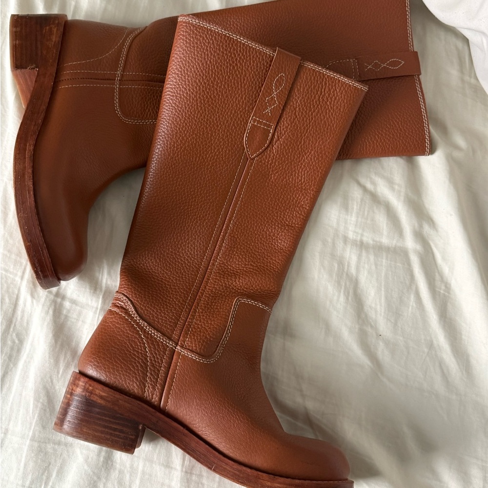 Free People Blaze Brown Leather Knee-High Boots